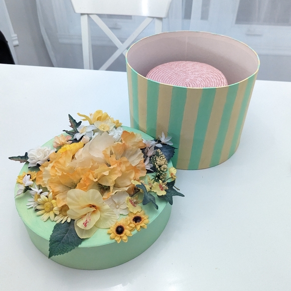 Holt Renfrew Pink Straw Hat Floral Vintage - Picture 8 of 8